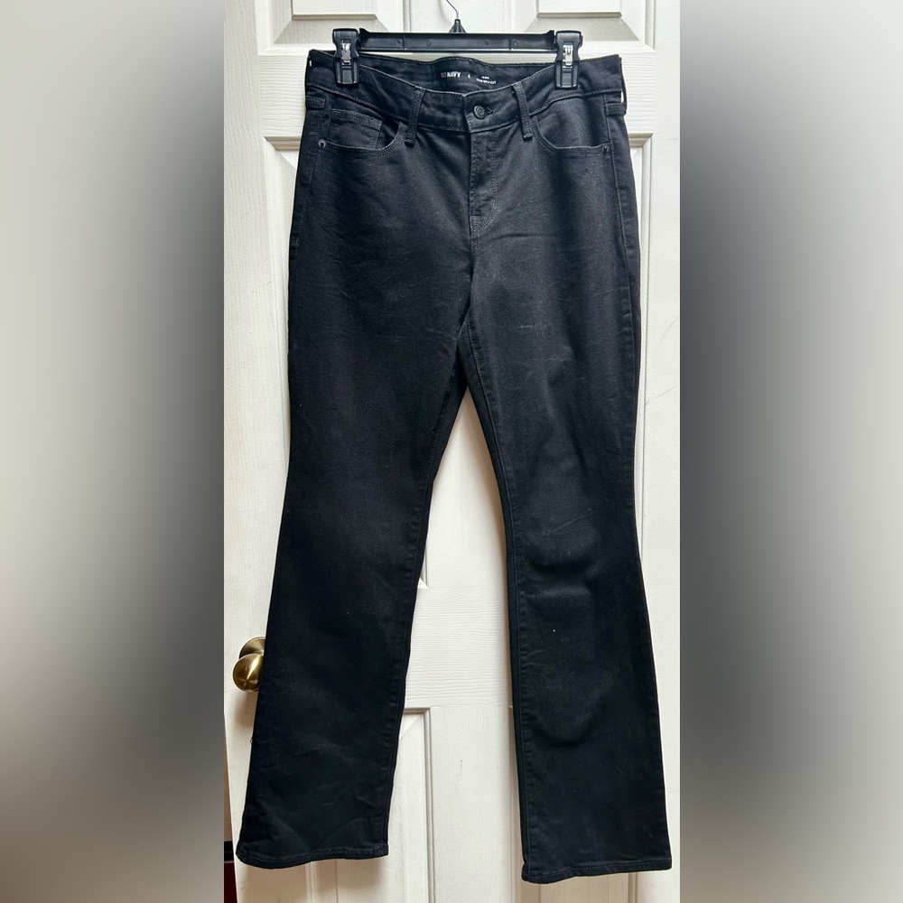 OLD NAVY Black Mid-Rise Kicker Boot-Cut Jeans Pants Size 6 43” long